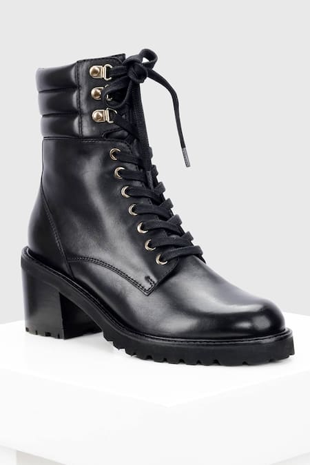 Shop Oroh Black Cordon Leather Biker Boots at Aza Fashions Shop_Oroh_Black Cordon Leather Biker Boots _at_Aza_Fashions