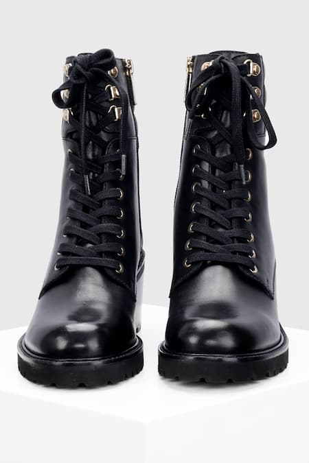 Shop Oroh Black Cordon Leather Biker Boots Online at Aza Fashions Shop_Oroh_Black Cordon Leather Biker Boots _Online_at_Aza_Fashions