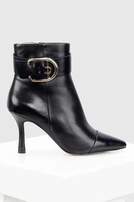 Oroh_Black Buckles Leandra Side Ankle Boots _Online_at_Aza_Fashions