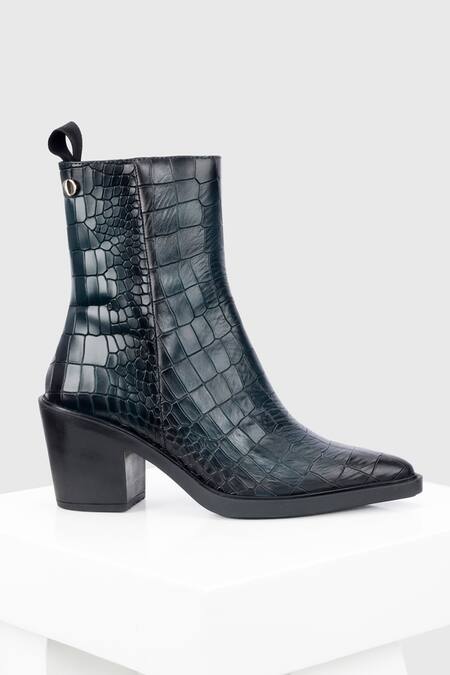 Oroh_Emerald Green Alava Textured Leather Ankle Boots _Online_at_Aza_Fashions