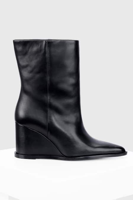 Oroh_Black Cuna Wedges Ankle Boots _Online_at_Aza_Fashions