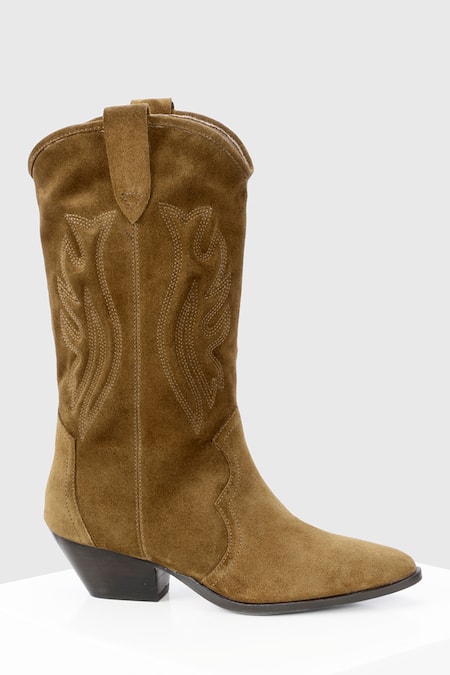 Oroh_Brown Aurelia Cowboy Boots _Online_at_Aza_Fashions