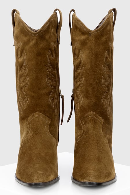Shop_Oroh_Brown Aurelia Cowboy Boots _Online_at_Aza_Fashions