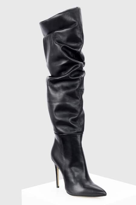 Giaro Giaro Platform knee boots SPIRE in black shiny with 14cm heels -  Giaro High Heels | Official store - All Vegan High Heels