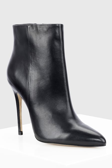 Soho Black Satin Pointed Heeled Boots With Feather Trims – Club L London -  USA