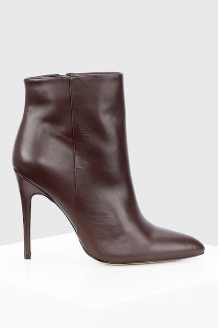 Oroh_Brown Adela High Heel Leather Ankle Boots _Online_at_Aza_Fashions