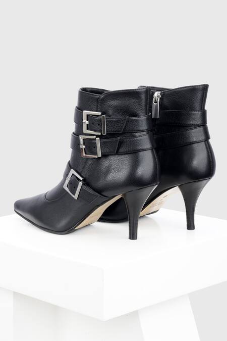 Oroh_Black Buckles Valeria Multi Embellished Boots _Online_at_Aza_Fashions