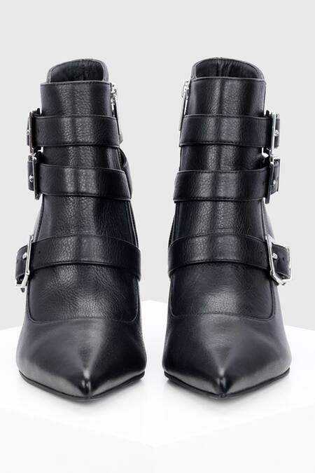 Buy_Oroh_Black Buckles Valeria Multi Embellished Boots _Online_at_Aza_Fashions