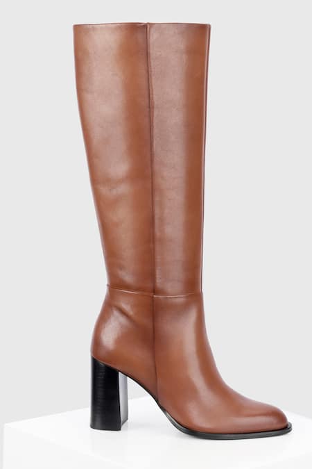 Oroh_Brown Antes High Heel Leather Long Boots _Online_at_Aza_Fashions