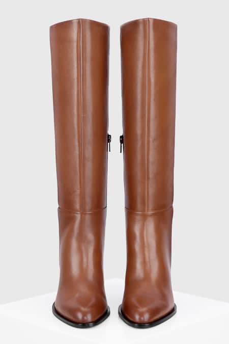 Shop_Oroh_Brown Antes High Heel Leather Long Boots _Online_at_Aza_Fashions