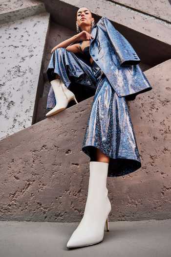 Oroh_White High Heel Leather Ankle Boots _at_Aza_Fashions