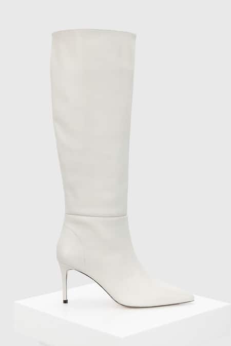 Oroh_White Pencil Heel Long Boots _Online_at_Aza_Fashions
