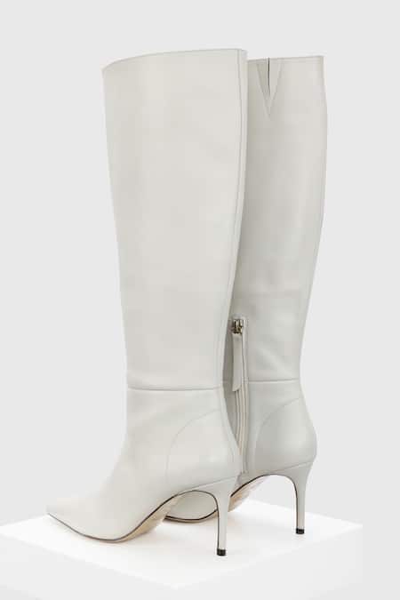 Buy_Oroh_White Pencil Heel Long Boots _Online_at_Aza_Fashions