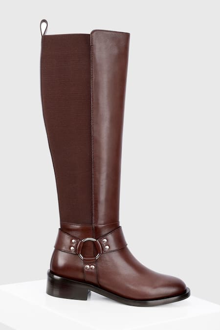 Oroh_Brown Aragon Long Leather Boots _Online_at_Aza_Fashions
