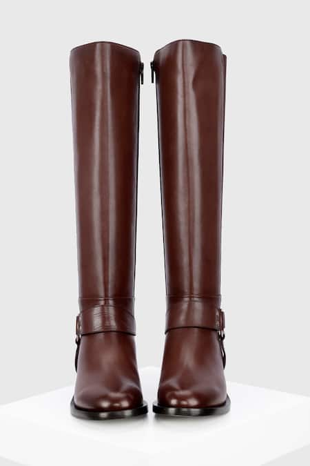 Shop_Oroh_Brown Aragon Long Leather Boots _Online_at_Aza_Fashions