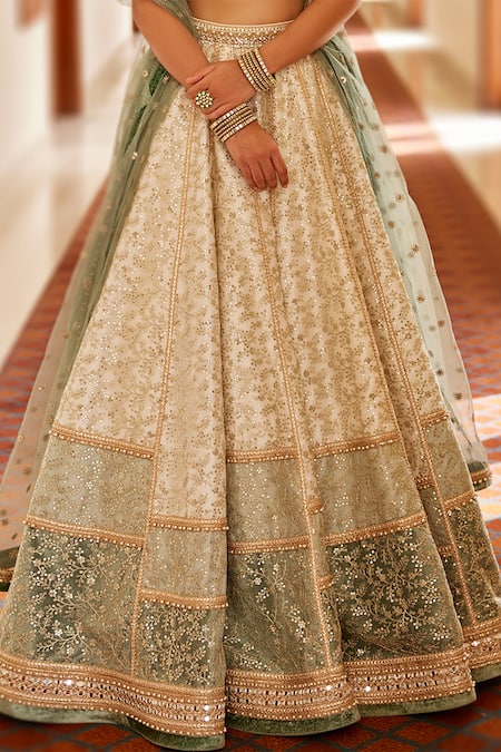 Buy Cedar & Pine Ivory Silk, Velvet, Organza, Tulle Floral Garden Kalidar Lehenga Set Online at Aza Fashions Buy_Cedar & Pine_Ivory Silk, Velvet, Organza, Tulle Floral Garden Kalidar Lehenga Set _Online_at_Aza_Fashions