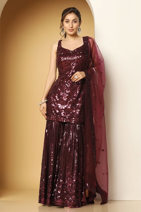 MeenaGurnam Sequin Work Kurta Sharara Set 