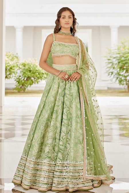 Cedar & Pine Autumn Leaves Embroidered Lehenga Set 