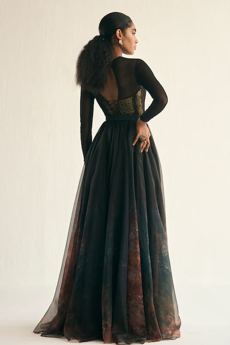 Cedar & Pine Jupiter Sequin Embellished Bodice Gown With Belt 