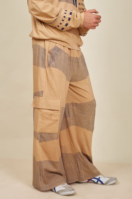 Buy Banana Labs Beige Cotton Hand Block Print Hoodie And Pant Set Online at Aza Fashions Buy_Banana Labs_Beige Cotton Hand Block Print Hoodie And Pant Set _Online_at_Aza_Fashions
