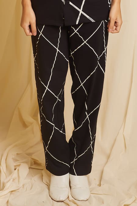 Buy_Banana Labs_Black Cotton Strike Stripe Print Top With Pant _Online_at_Aza_Fashions
