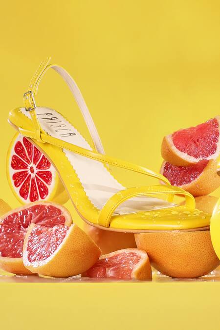 Shop House Of Prisca Yellow Beads The Grape Escape Hand Painted Heels at Aza Fashions Shop_House Of Prisca_Yellow Beads The Grape Escape Hand Painted Heels_at_Aza_Fashions