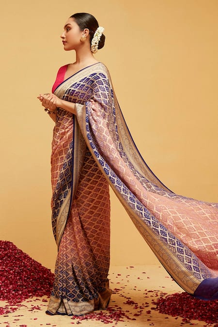 Suruchi Parakh_Purple Georgette Embroidery Banarasi Woven Saree With Running Blouse_Online_at_Aza_Fashions