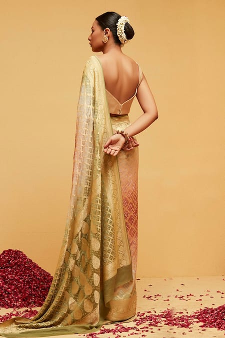 Suruchi Parakh Floral & Bandhani Woven Saree With Running Blouse 