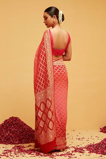 Suruchi Parakh Leaf Banarasi Woven Saree With Running Blouse 