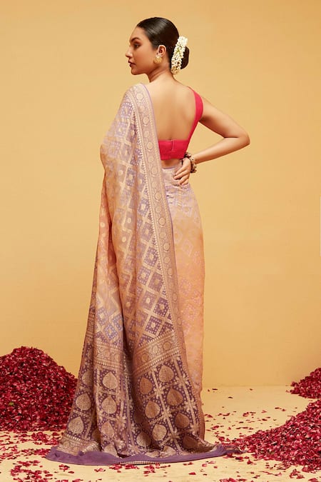 Suruchi Parakh Ombre Bandhani Flower Banarasi Saree 