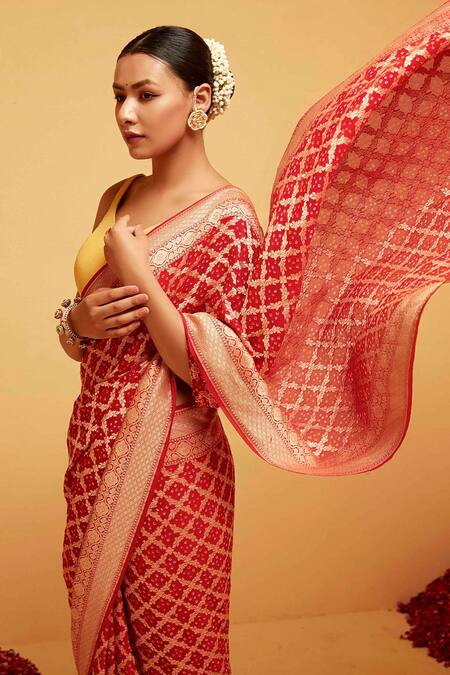 Red Banaras Soft Georgette silk | AbirabyBeena