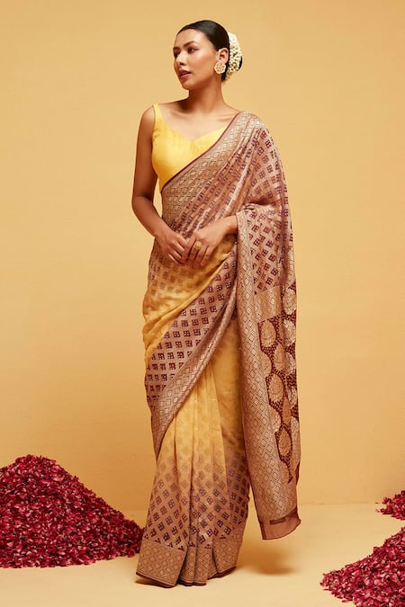 Suruchi Parakh Leaf Woven Banarasi Saree With Running Blouse 