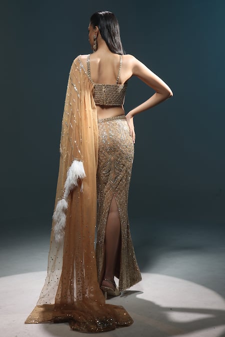 Kavita Arora Hand Embroidered Pre-Draped Skirt Saree Set 