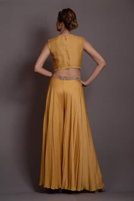 Vara By Vibha N Priti Fleur Art Embroidered Cape Sharara Set 