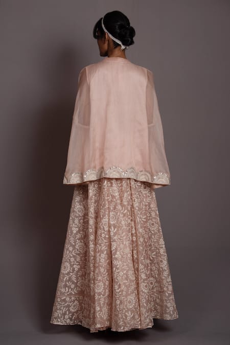 Vara By Vibha N Priti Pearl Bloom Rise Embroidered Slit Tunic With Sharara 