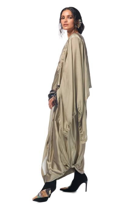 Buy AK-OK Grey Silk Florid Bloom Patch Work Cape With Lungi Skirt Online at Aza Fashions Buy_AK-OK_Grey Silk Florid Bloom Patch Work Cape With Lungi Skirt _Online_at_Aza_Fashions