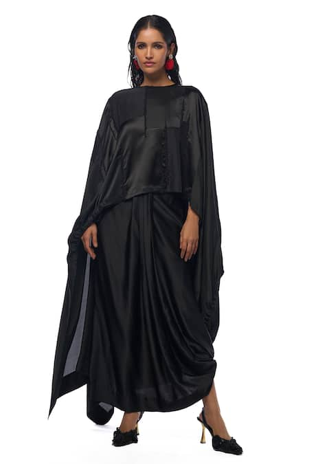 AK-OK Flaming Beads Embellished Cape With Lungi Skirt 