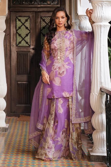 Astha Narang Floral Pattern Kurta Sharara Set 