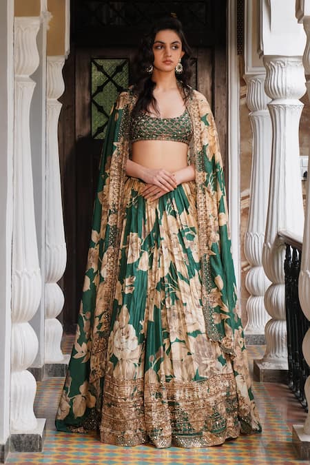 Astha Narang Floral Print Silk Lehenga Set 