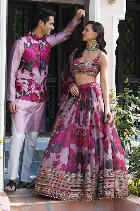 Buy Astha Narang Purple Organza Sequins Square Neck Floral Pattern Blouse Lehenga Set Online at Aza Fashions Buy_Astha Narang_Purple Organza Sequins Square Neck Floral Pattern Blouse Lehenga Set _Online_at_Aza_Fashions