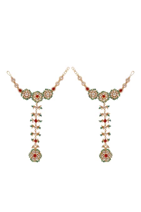 Riana Jewellery Floral Beaded Hath Phool Set of 2 