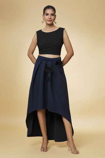 Varsha Wadhwa Manuella Mullet Floral Applique Work Skirt 