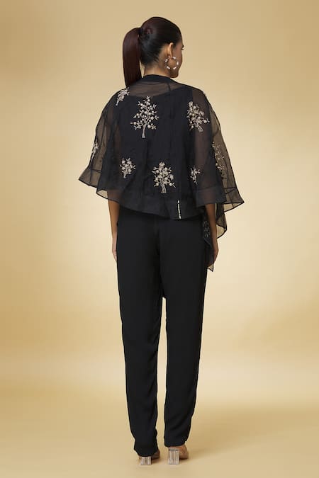Varsha Wadhwa Solid Jumpsuit With Embroidered Cape 