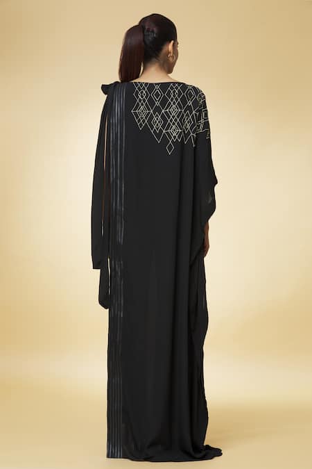 Varsha Wadhwa Faux Leather Applique Work Cape Overlay 