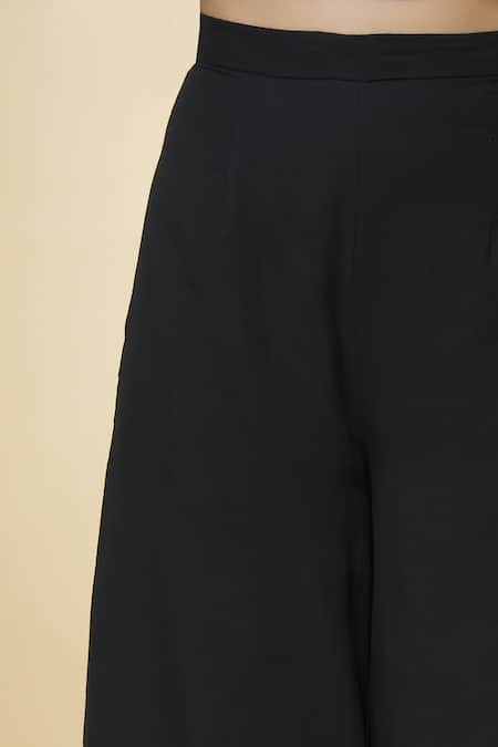 Varsha Wadhwa_Black Solid High Waisted Palazzo  _at_Aza_Fashions