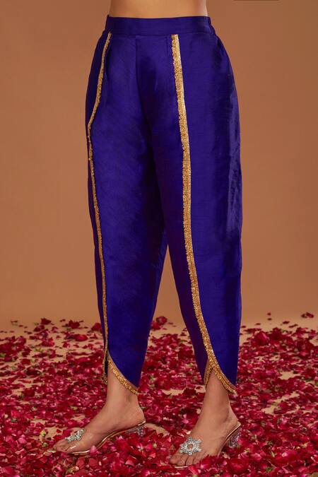 Buy Preeti S Kapoor Blue Silk, Cotton, Organza Gota Patti Split V-neck Embroidered Kurta Pant Set Online at Aza Fashions Buy_Preeti S Kapoor_Blue Silk, Cotton, Organza Gota Patti Split V-neck Embroidered Kurta Pant Set _Online_at_Aza_Fashions