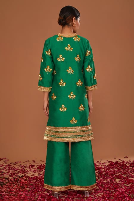 Preeti S Kapoor Gota Embroidered Kurta Pant Set 