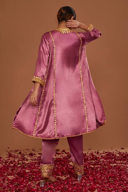 Shop Preeti S Kapoor Pink Silk, Organza Gota Patti, Sequins, Hand Embroidered Anarkali Salwar Set at Aza Fashions Shop_Preeti S Kapoor_Pink Silk, Organza Gota Patti, Sequins, Hand Embroidered Anarkali Salwar Set _at_Aza_Fashions