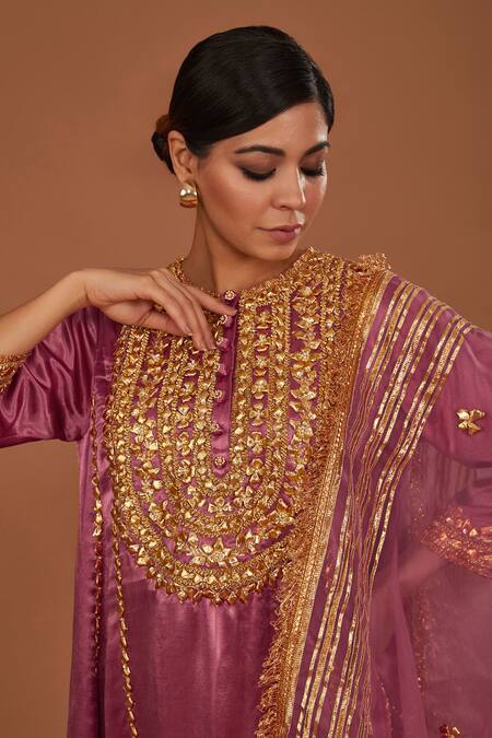 Preeti S Kapoor Pink Silk, Organza Gota Patti, Sequins, Hand Embroidered Anarkali Salwar Set Online at Aza Fashions Preeti S Kapoor_Pink Silk, Organza Gota Patti, Sequins, Hand Embroidered Anarkali Salwar Set _Online_at_Aza_Fashions