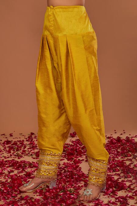 Buy Preeti S Kapoor Yellow Organza, Denim Gota Patti Round Neck Embroidered Anarkali Salwar Set Online at Aza Fashions Buy_Preeti S Kapoor_Yellow Organza, Denim Gota Patti Round Neck Embroidered Anarkali Salwar Set _Online_at_Aza_Fashions